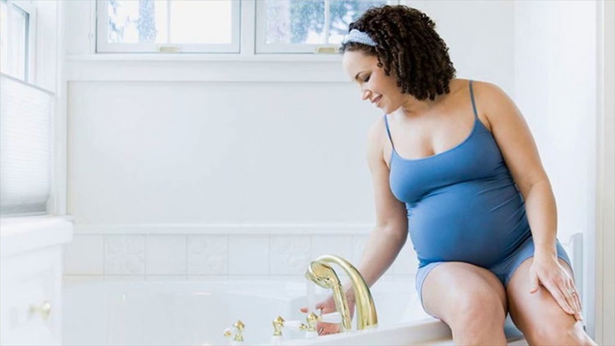A bath is a great way to soothe sore muscles and relax during pregnancy. Just keep the temperature warm, not hot, and be careful as you step in and out of the tub.